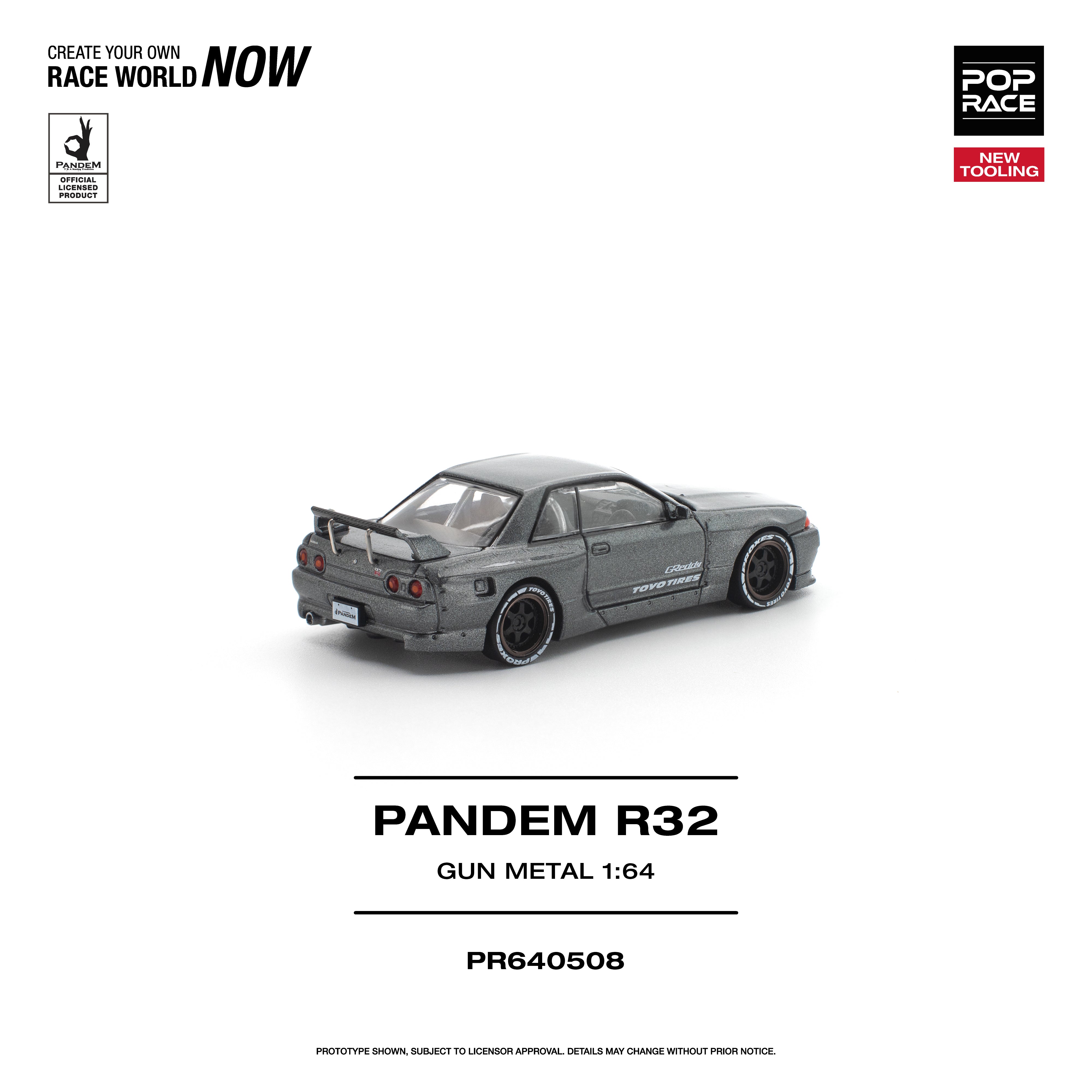 Premium scale diecast model car  – *PRE-ORDER* Pandem R32 Gun Metal New Tooling, 1:64 Scale Collectible