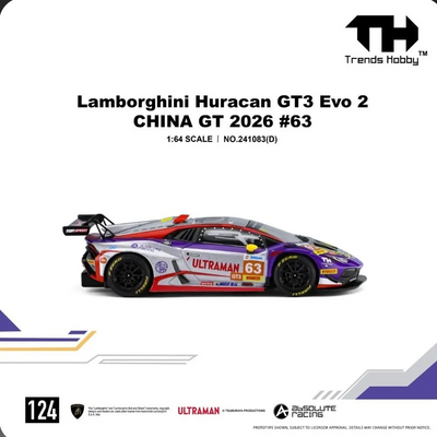 Lamborghini Huracan GT3 EVO2 2026 China 63#, 1:64 Scale