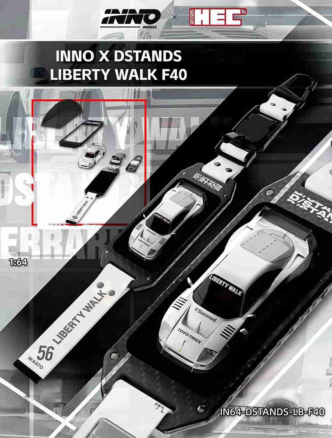 Premium scale diecast model car  – *PRE-ORDER* *HEC 2026* Liberty Walk F40 Dstands, 1:64 Scale Collectible