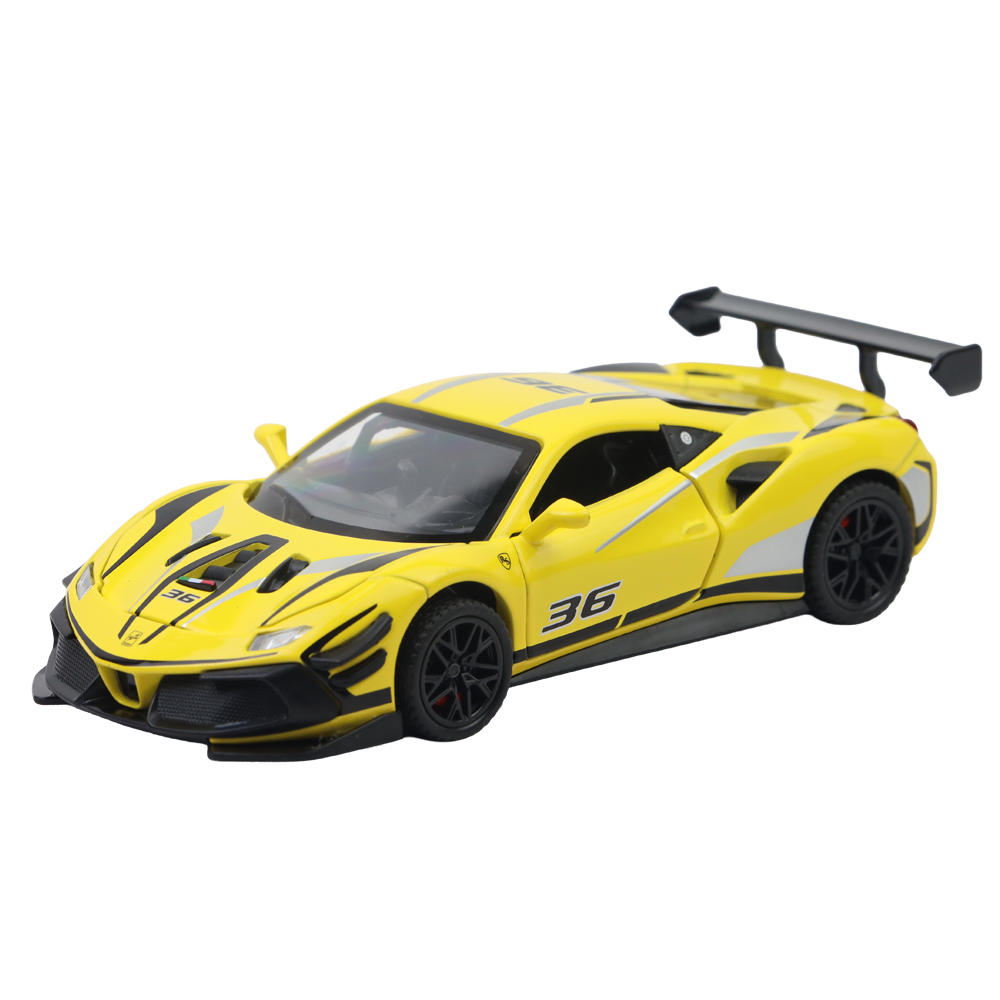 Ferrari 488 Track Version - Light, Sound with Openable Doors, 1:32 Scale (Yellow)