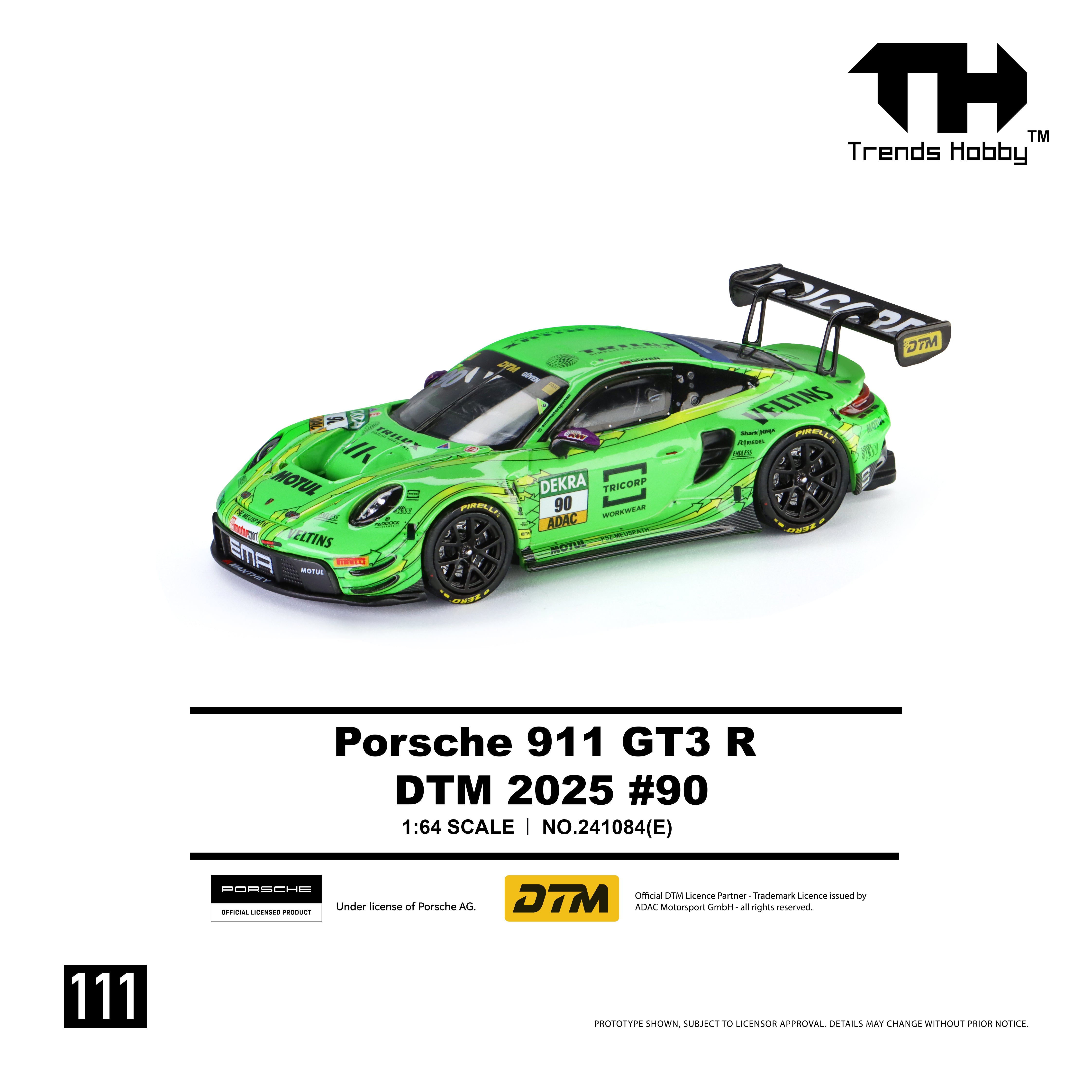 *PRE-ORDER* Porsche 911 GT3 R - DTM 2025 No.90, 1:64 Scale