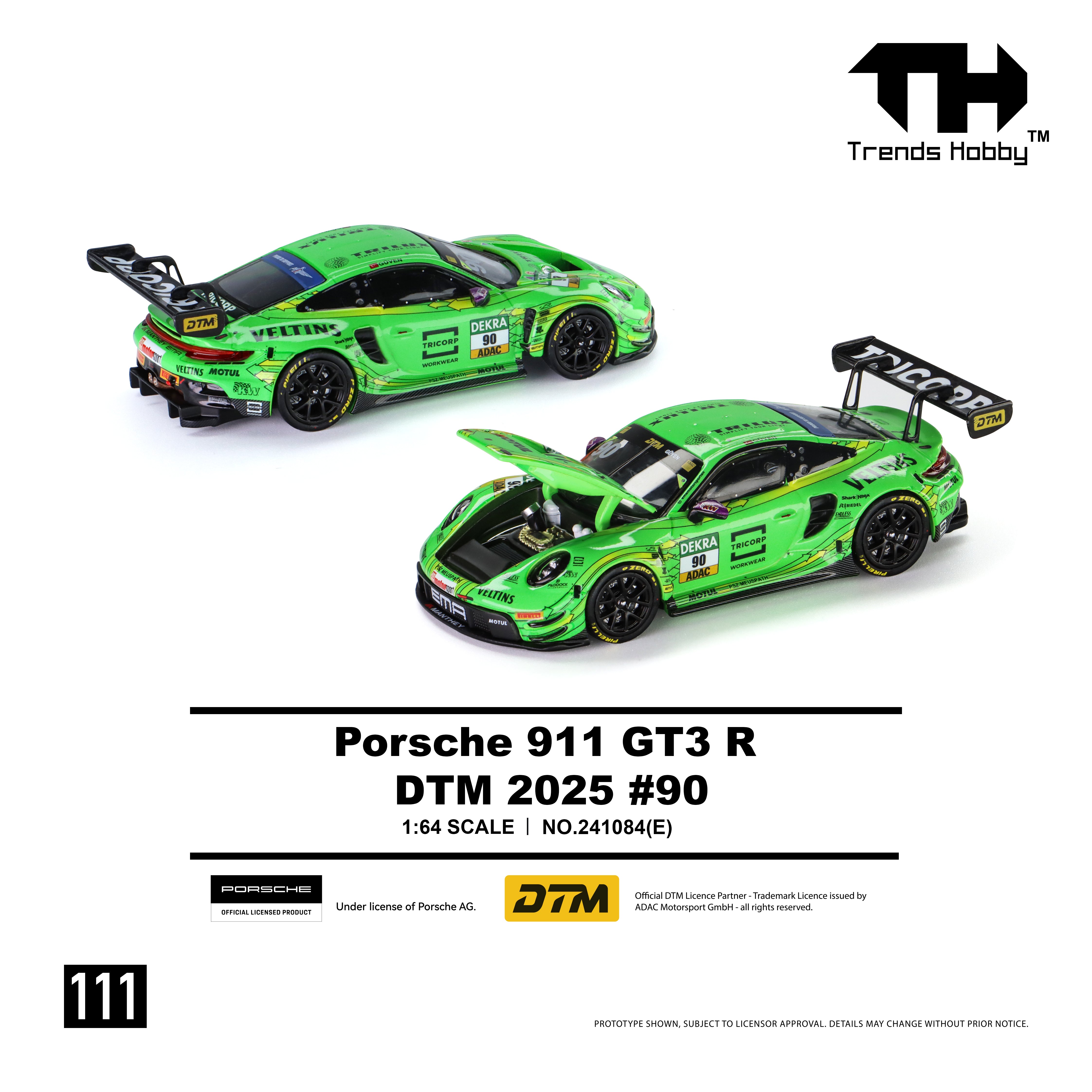 *PRE-ORDER* Porsche 911 GT3 R - DTM 2025 No.90, 1:64 Scale