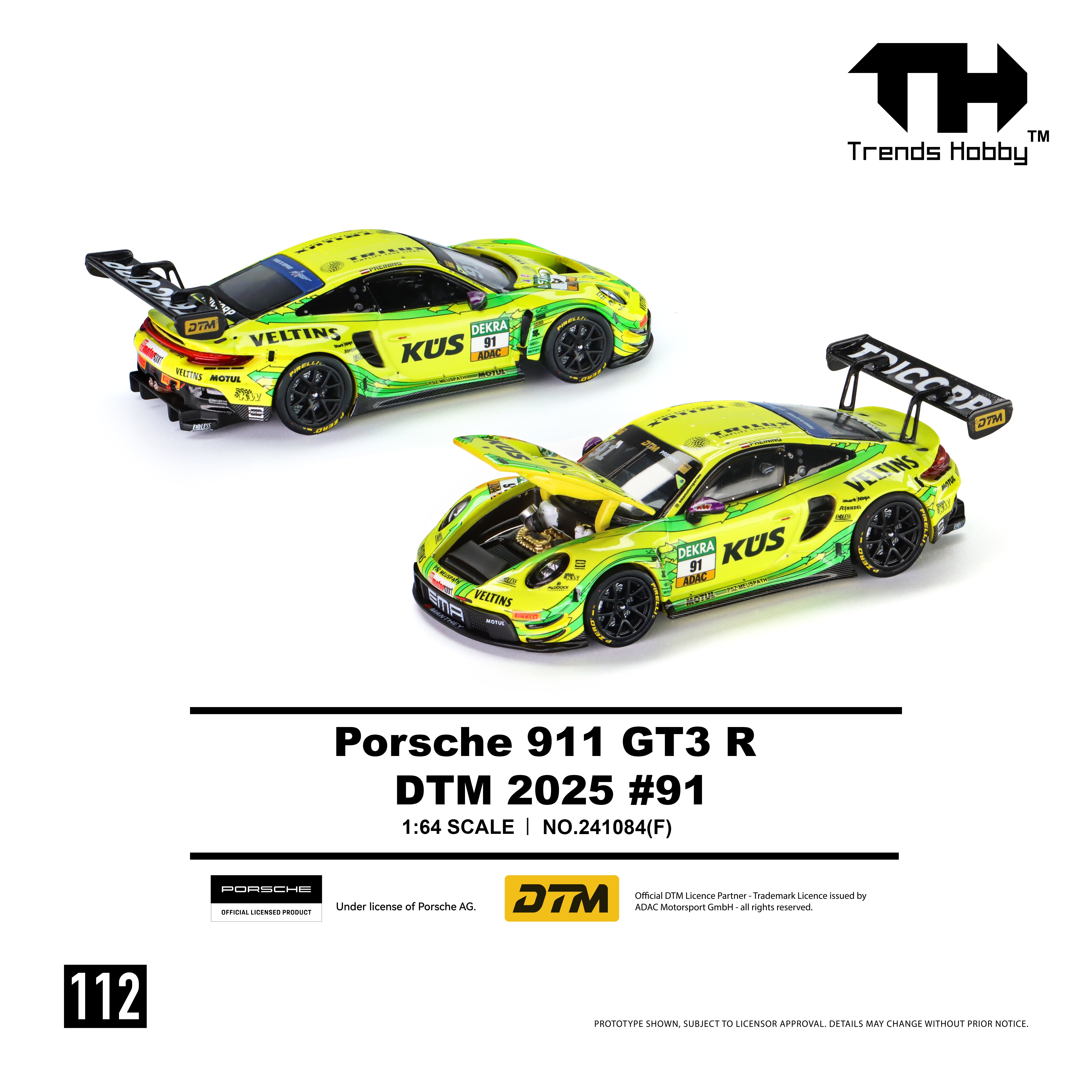 *PRE-ORDER* Porsche 911 GT3 R - DTM 2025 No.91, 1:64 Scale