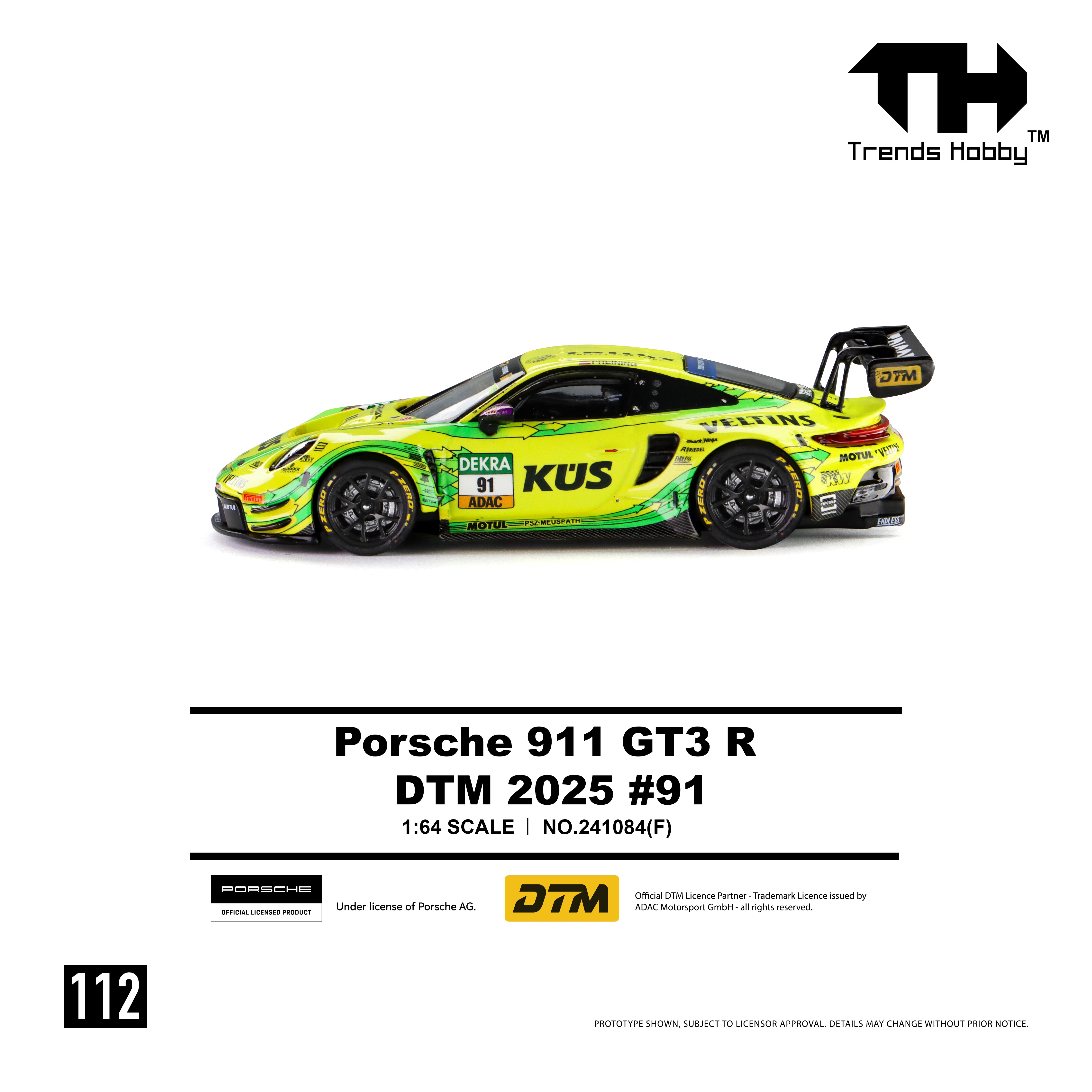 *PRE-ORDER* Porsche 911 GT3 R - DTM 2025 No.91, 1:64 Scale