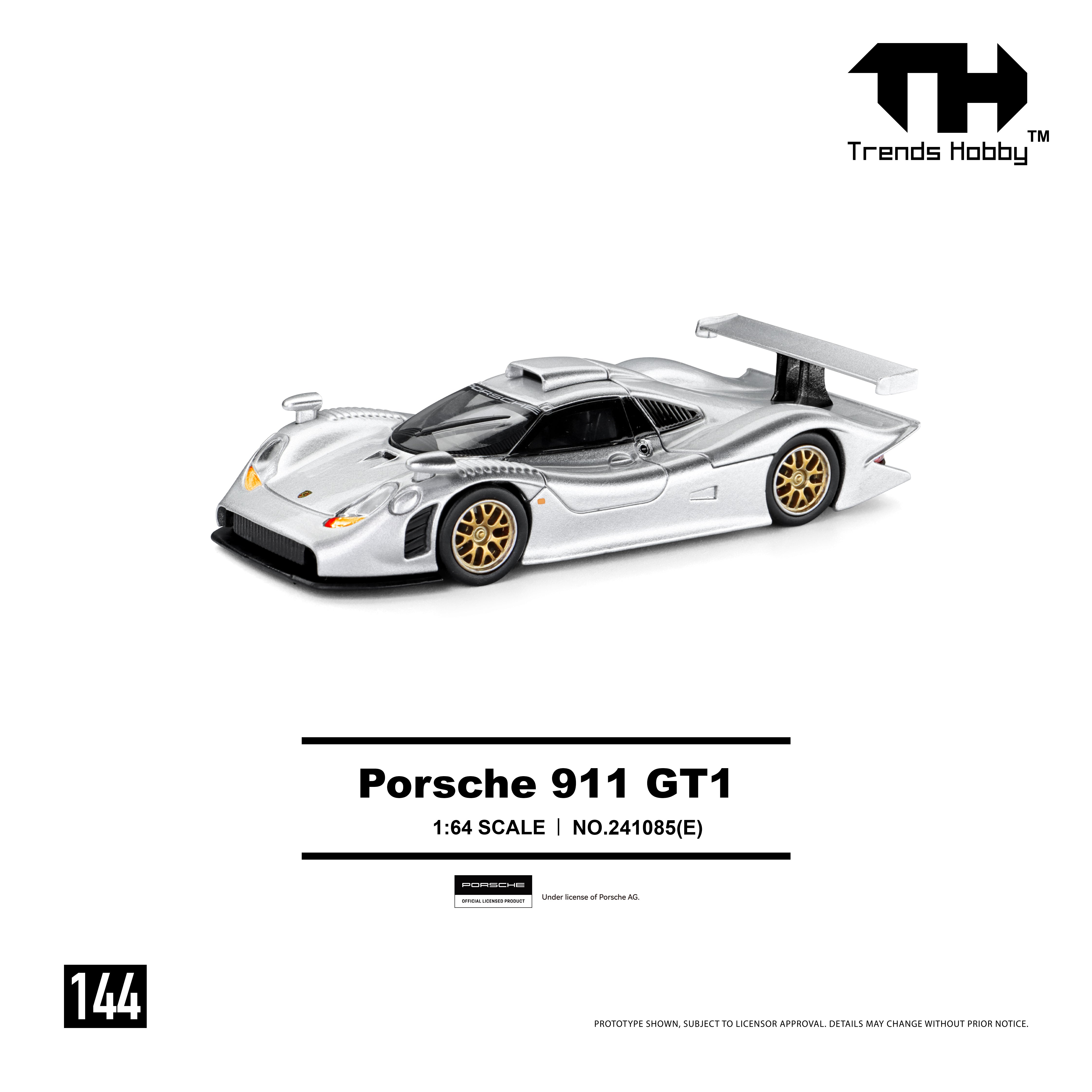 *PRE-ORDER* Porsche 911 GT1 1998, 1:64 Scale (Silver)