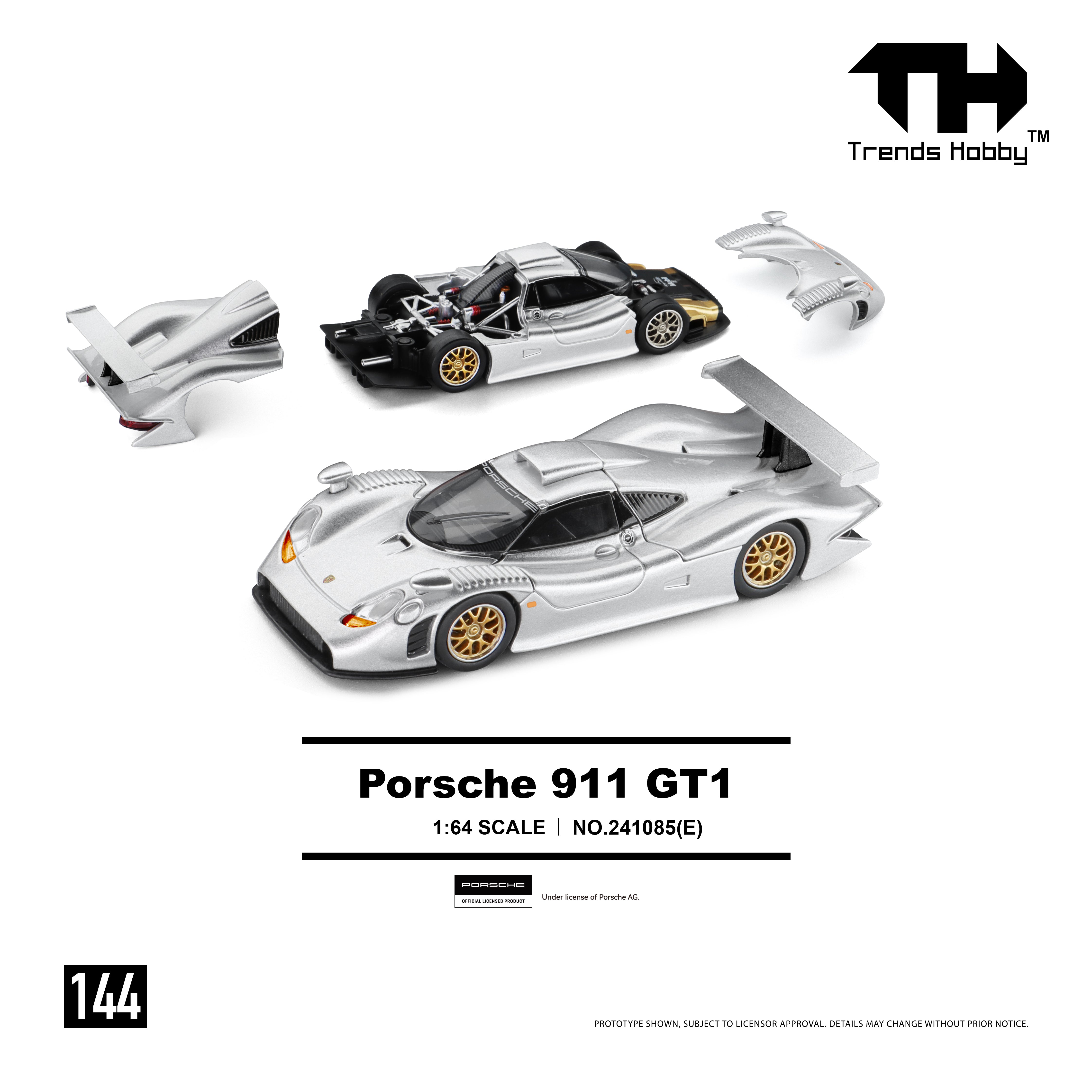 *PRE-ORDER* Porsche 911 GT1 1998, 1:64 Scale (Silver)