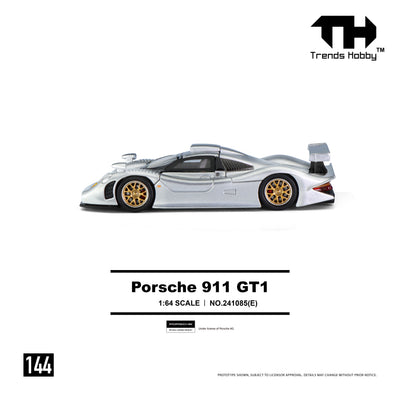 *PRE-ORDER* Porsche 911 GT1 1998, 1:64 Scale (Silver)