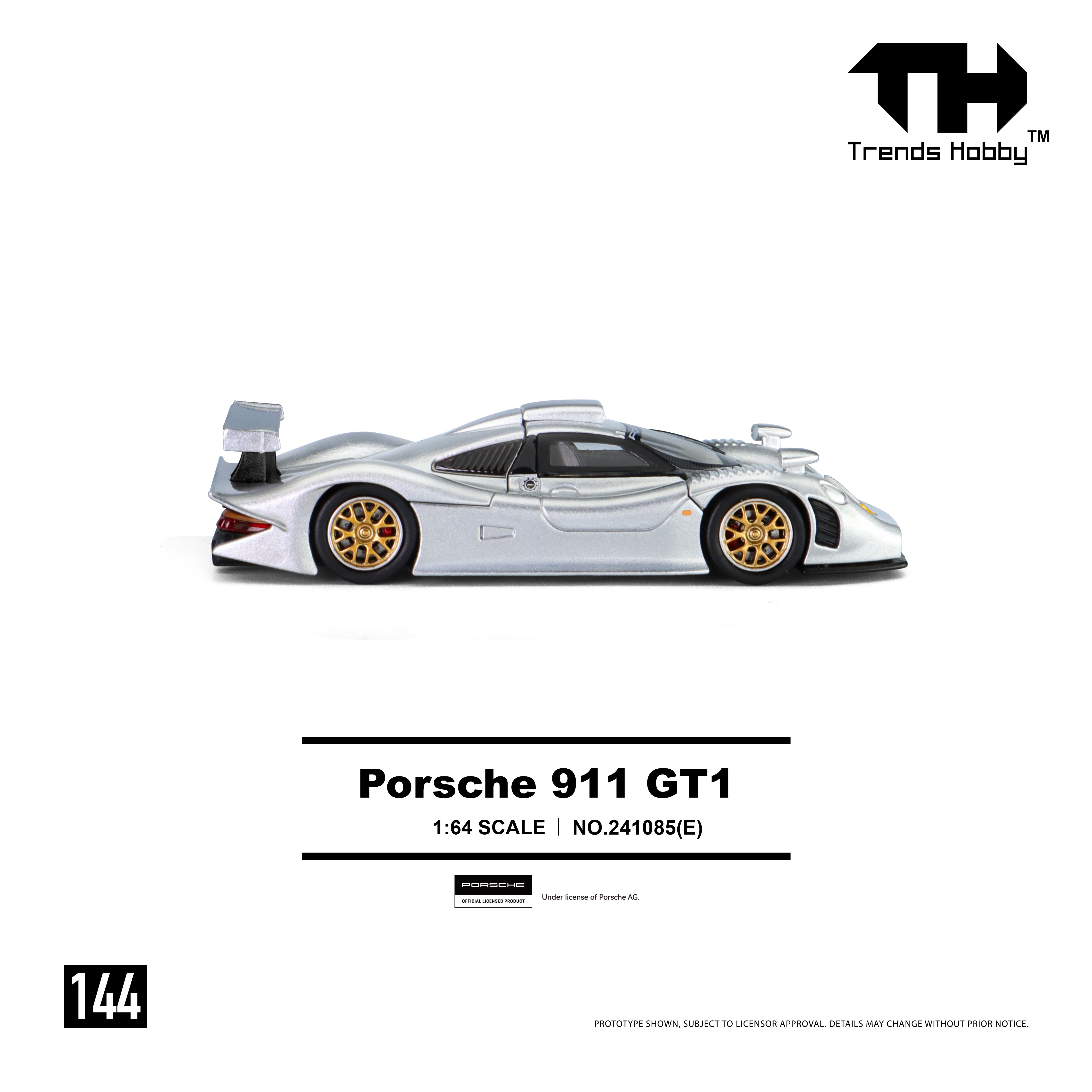 *PRE-ORDER* Porsche 911 GT1 1998, 1:64 Scale (Silver)