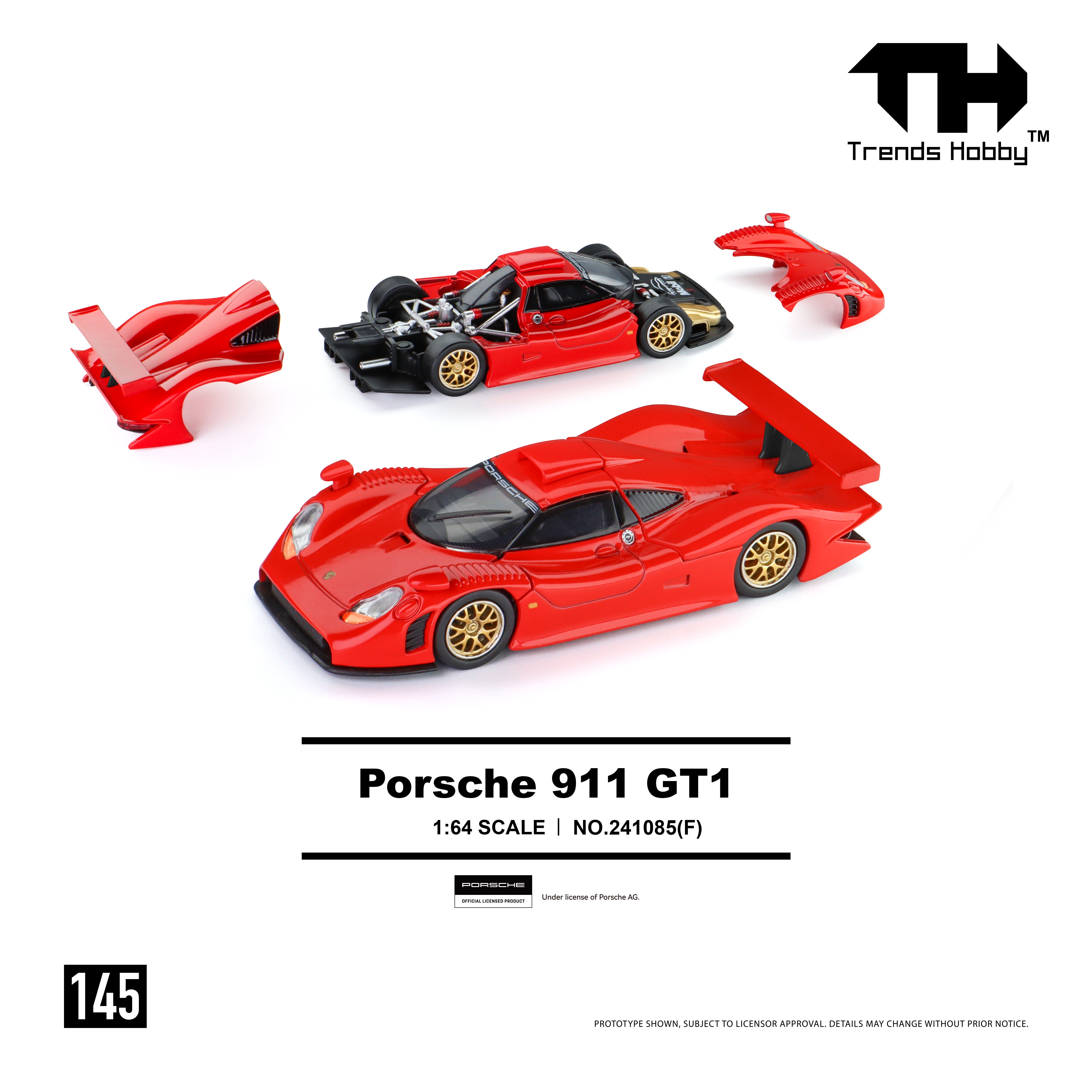 *PRE-ORDER* Porsche 911 GT1 199, 1:64 Scale (Red)