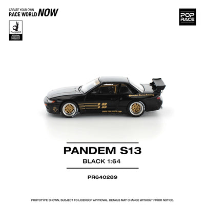 Premium scale diecast model car  – Pandem S13, 1:64 Scale (Black) Collectible