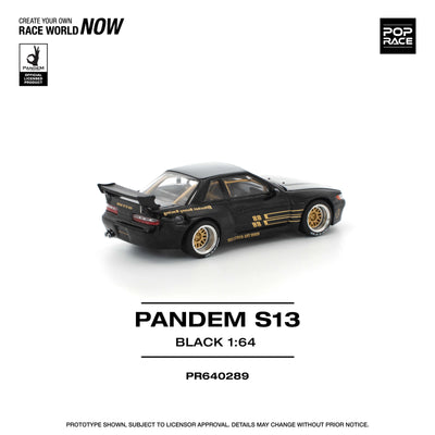 Premium scale diecast model car  – Pandem S13, 1:64 Scale (Black) Collectible