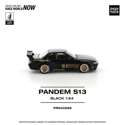 Premium scale diecast model car  – Pandem S13, 1:64 Scale (Black) Collectible