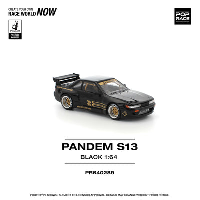 Premium scale diecast model car  – Pandem S13, 1:64 Scale (Black) Collectible