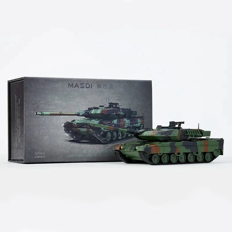 Premium scale diecast model car  – Leopard 2A6 Aging Version-Nato Tricolor, 1:64 Scale (Camouflage) Collectible