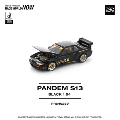Premium scale diecast model car  – Pandem S13, 1:64 Scale (Black) Collectible