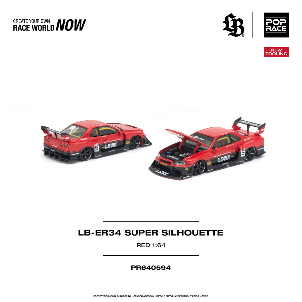 *PRE-ORDER* Liberty Walk - ER34 Super Silhouette, 1:64 Scale (Red)
