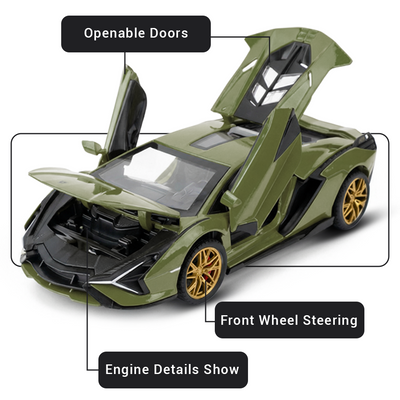Lamborghini - Light, Sound with Openable Doors, 1:24 Scale (Green)