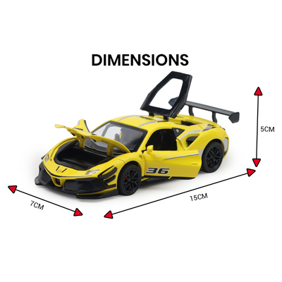 Ferrari 488 Track Version - Light, Sound with Openable Doors, 1:32 Scale (Yellow)