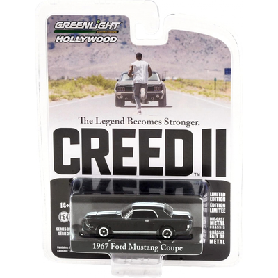 *PRE-ORDER* Hollywood Series 35 - Creed II (2018) - Adonis Creed's 1967 Ford Mustang Coupe  - Black with White Stripes Solid Pack, 1:64 Scale