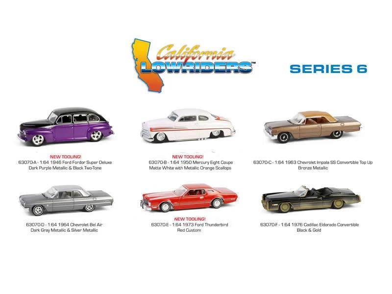 California Lowriders Series 6  (6 Pack Assortment), 1:64 Scale