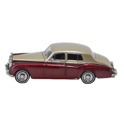 Premium scale diecast model car  – Rolls Royce Silver Cloud 1955, 1:64 Scale (Burgundy & Beige) Collectible