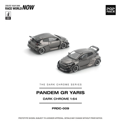 Premium scale diecast model car  – *PRE-ORDER* Pandem GR Yaris, 1:64 Scale (Dark Chrome) Collectible