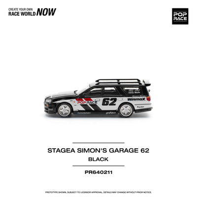 Premium scale diecast model car  – Stagea Simon's Garage 62, 1:64 Scale (Black) Collectible