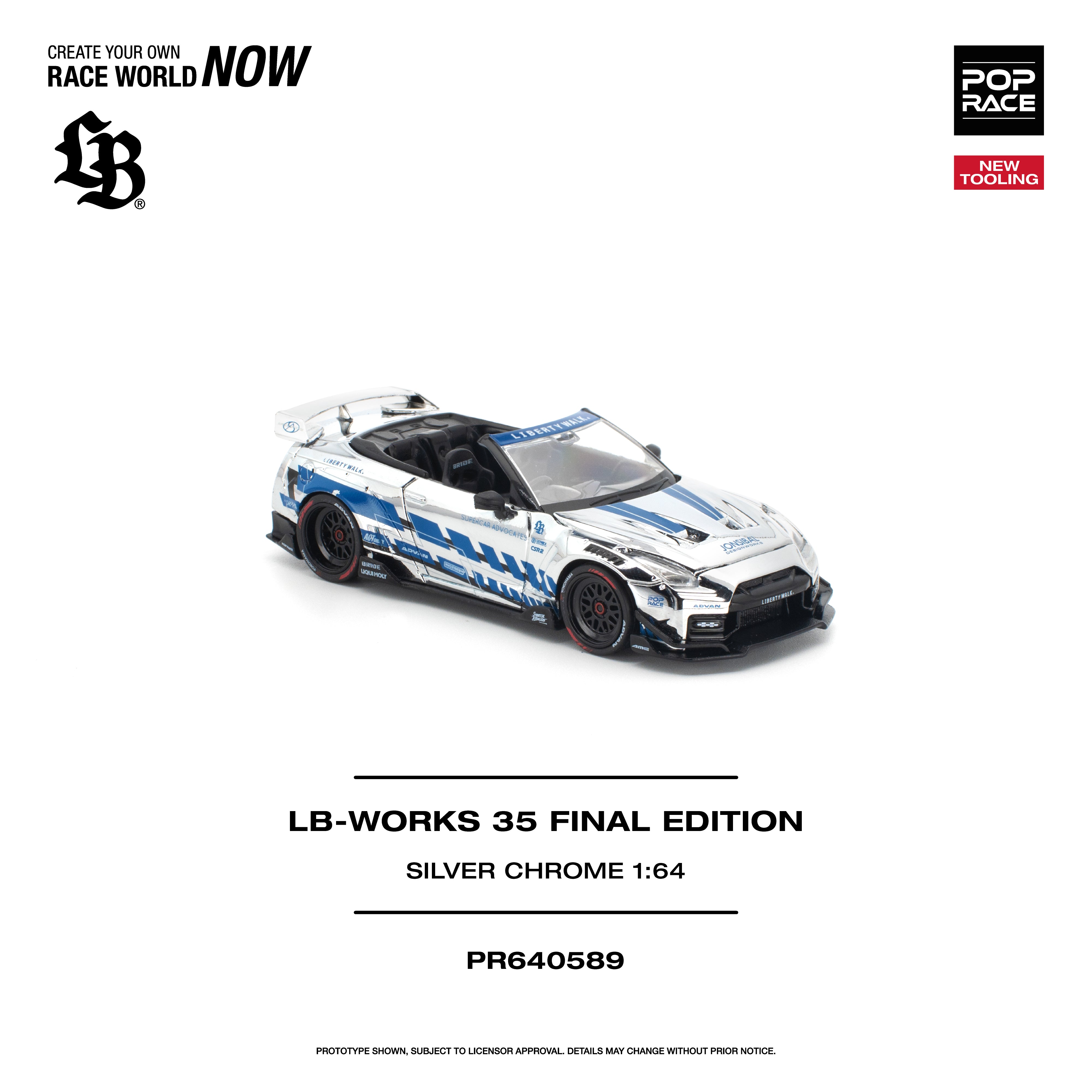 *PRE-ORDER* LB-WORKS Nissan Skyline R-35 Final Edition, 1:64 Scale (Silver Chrome)