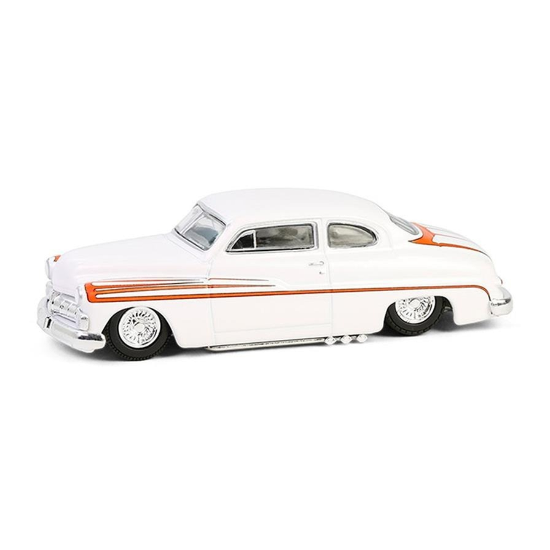 *PRE-ORDER* Mercury Eight Coupe Matte White with Metallic Orange Scallops 1950, 1:64 Scale