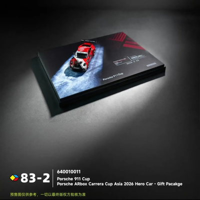 *Pre-Orders* Porsche 911 Cup Porsche ARbox Carrera Cup Asia 2026 Hero Car Livery (Limited to 992units) Gift Package, 1:64 Scale