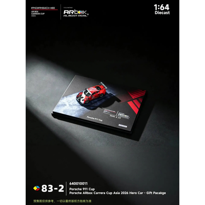 *Pre-Orders* Porsche 911 Cup Porsche ARbox Carrera Cup Asia 2026 Hero Car Livery (Limited to 992units) Gift Package, 1:64 Scale