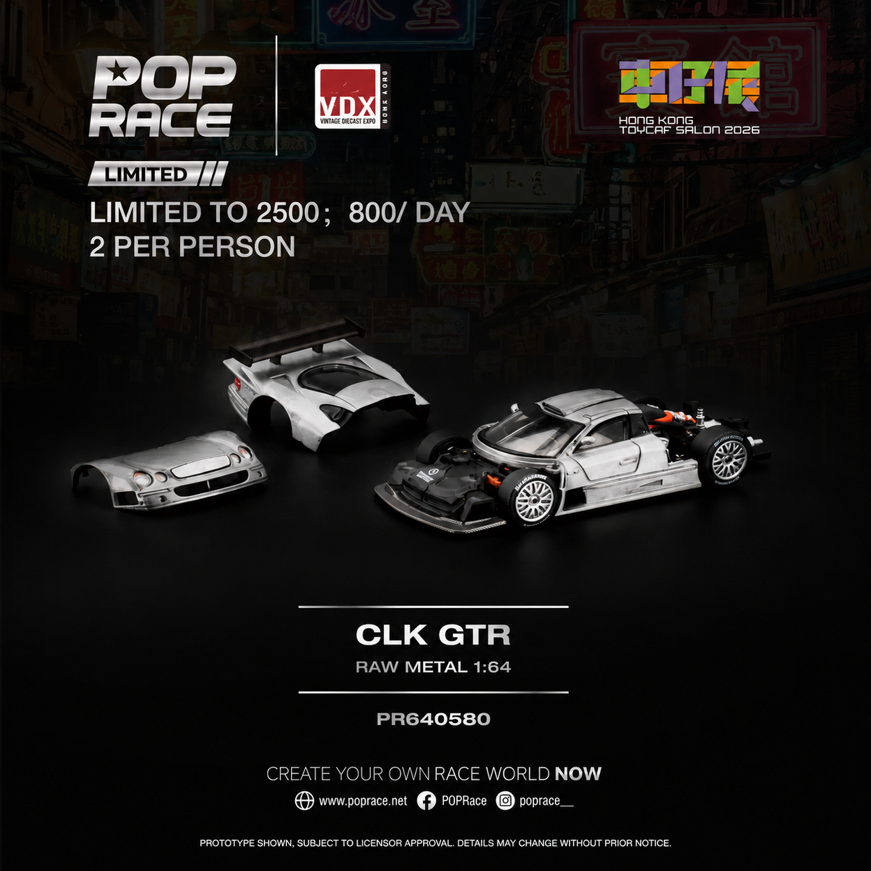 *HKTCS 2026* Mercedes Benz AMG CLK GTR (Raw Metal) Limited to 2500pcs, 1:64 Scale