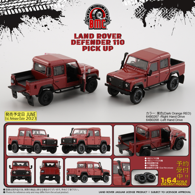 Land Rover 2016 Defender 110 Pick Up, 1:64 Scale (Orange)