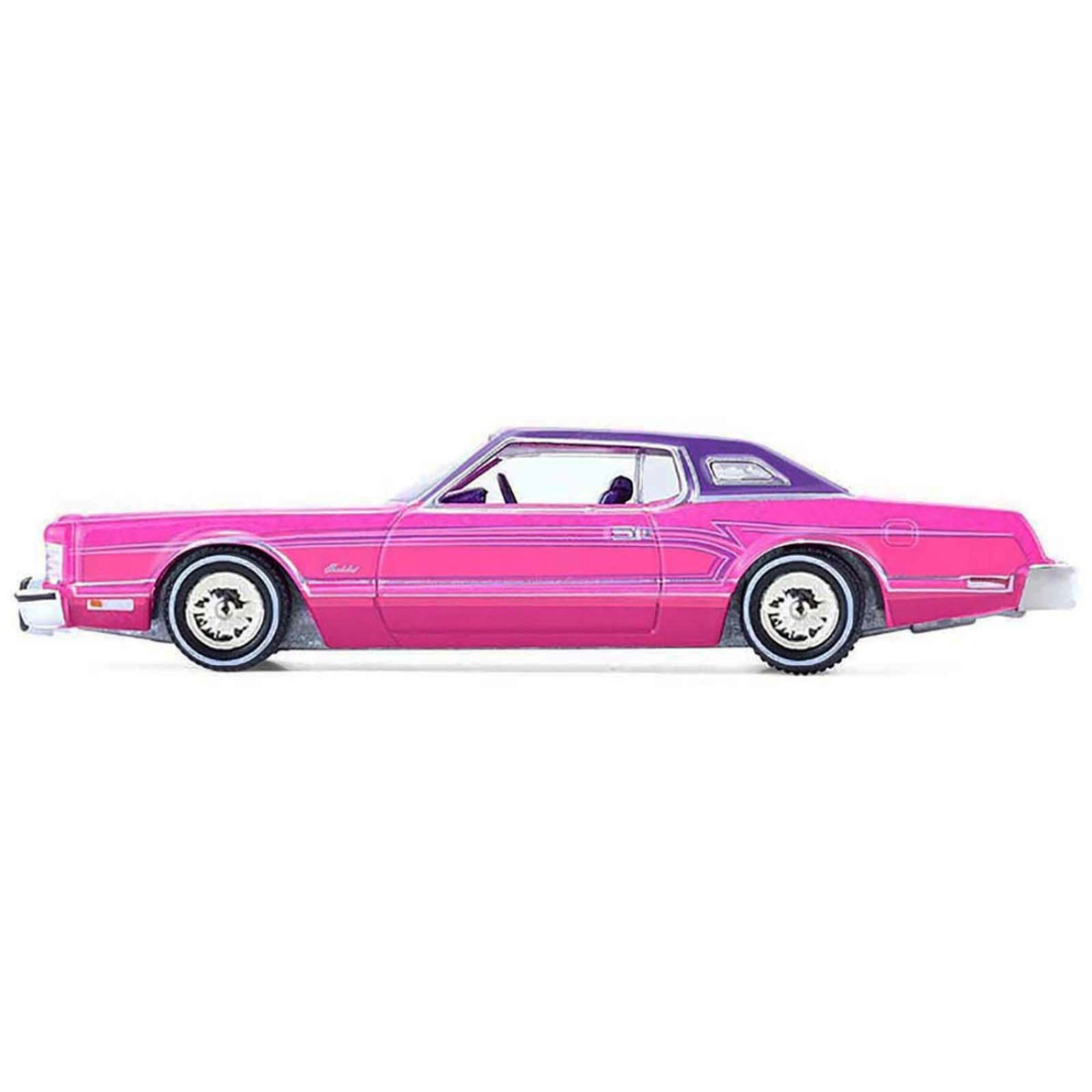 *PRE-ORDER*  Ford Thunderbird Lowrider Pink Metallic with Purple Top and Graphics with Purple Interior 1975, 1:64 Scale