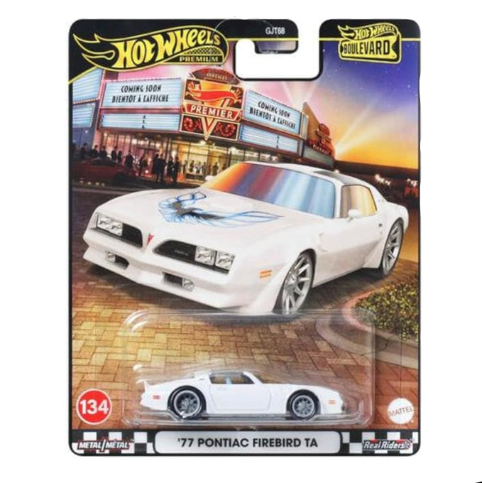 Premium scale diecast model car  – Boulevard '77 Pontiac Firebird TA, 1:64 Scale (White) Collectible