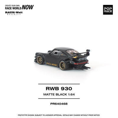 Premium scale diecast model car  – *PRE-ORDER* RWB 930 Matte Black "Stella Artois" New Tooling, 1:64 Scale Collectible