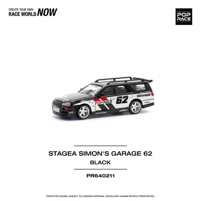 Premium scale diecast model car  – Stagea Simon's Garage 62, 1:64 Scale (Black) Collectible