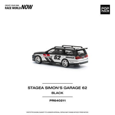 Premium scale diecast model car  – Stagea Simon's Garage 62, 1:64 Scale (Black) Collectible