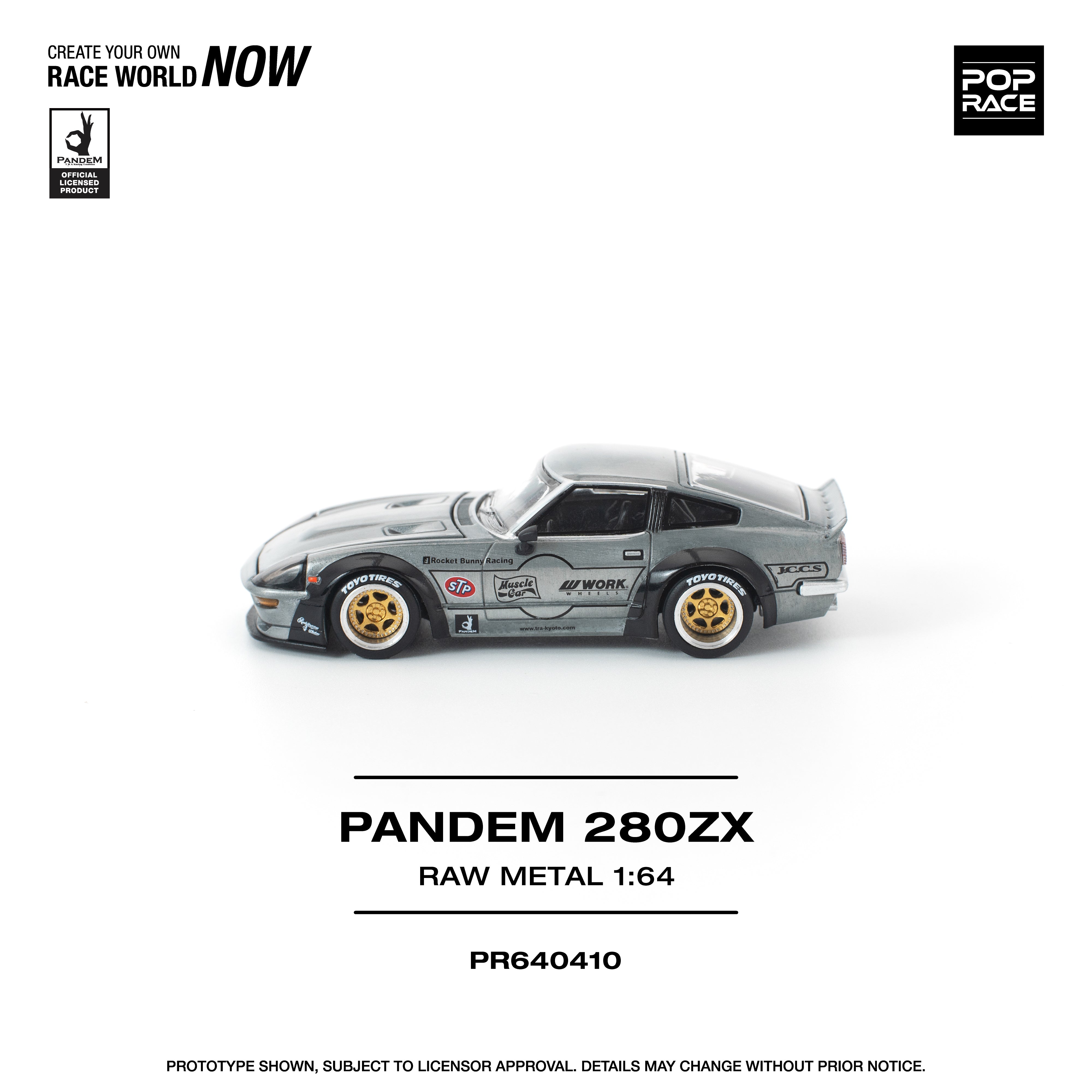 Premium scale diecast model car  – *PRE-ORDER* Pandem 280ZX Raw Metal, 1:64 Scale Collectible