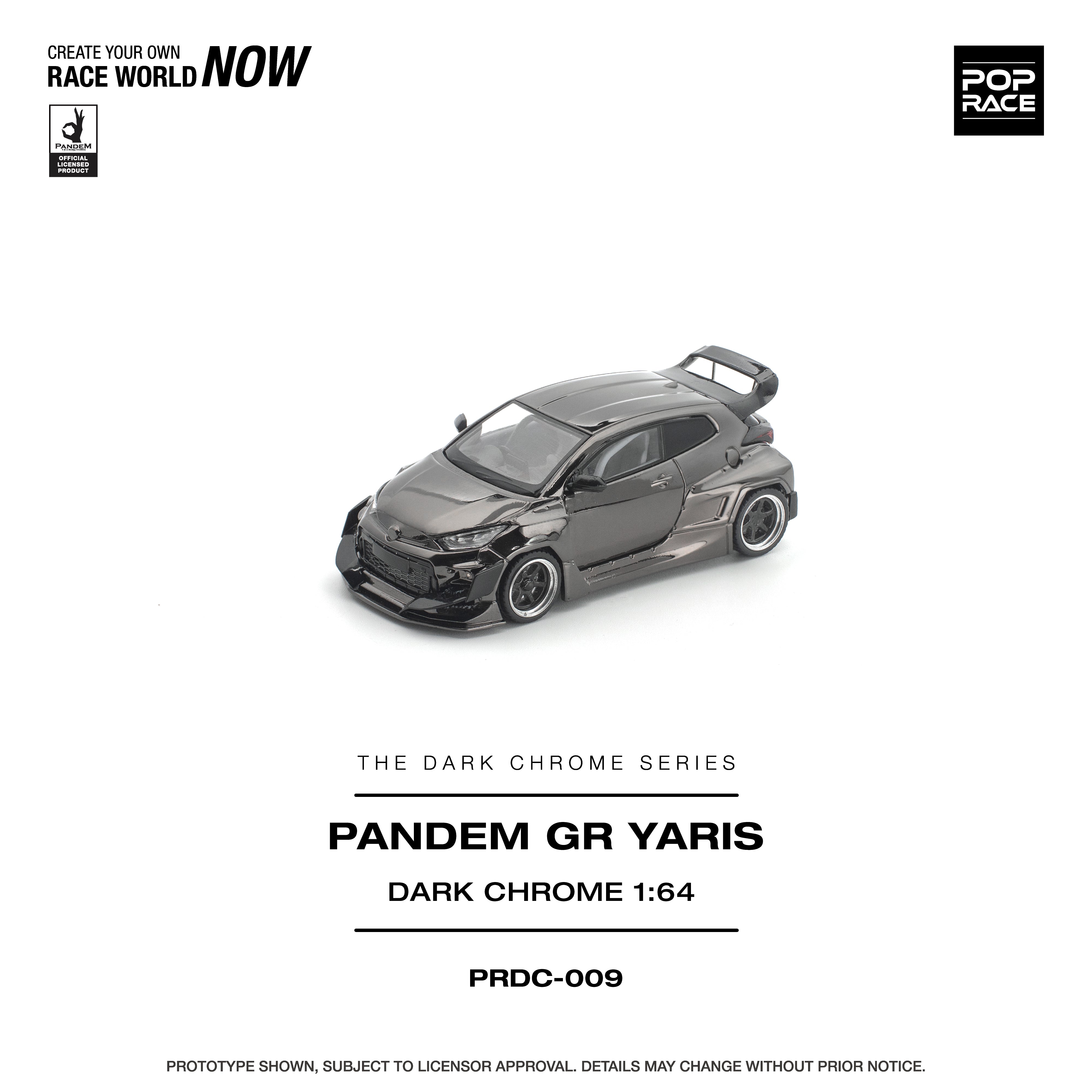 Premium scale diecast model car  – *PRE-ORDER* Pandem GR Yaris, 1:64 Scale (Dark Chrome) Collectible