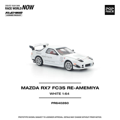 Premium scale diecast model car  – Mazda RX7 FC3S Re-Amemiya, 1:64 Scale (White) Collectible