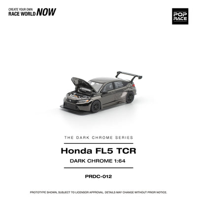 Premium scale diecast model car  – *PRE-ORDER* Honda Civic Fl5 TCR, 1:64 Scale (Dark Chrome) Collectible