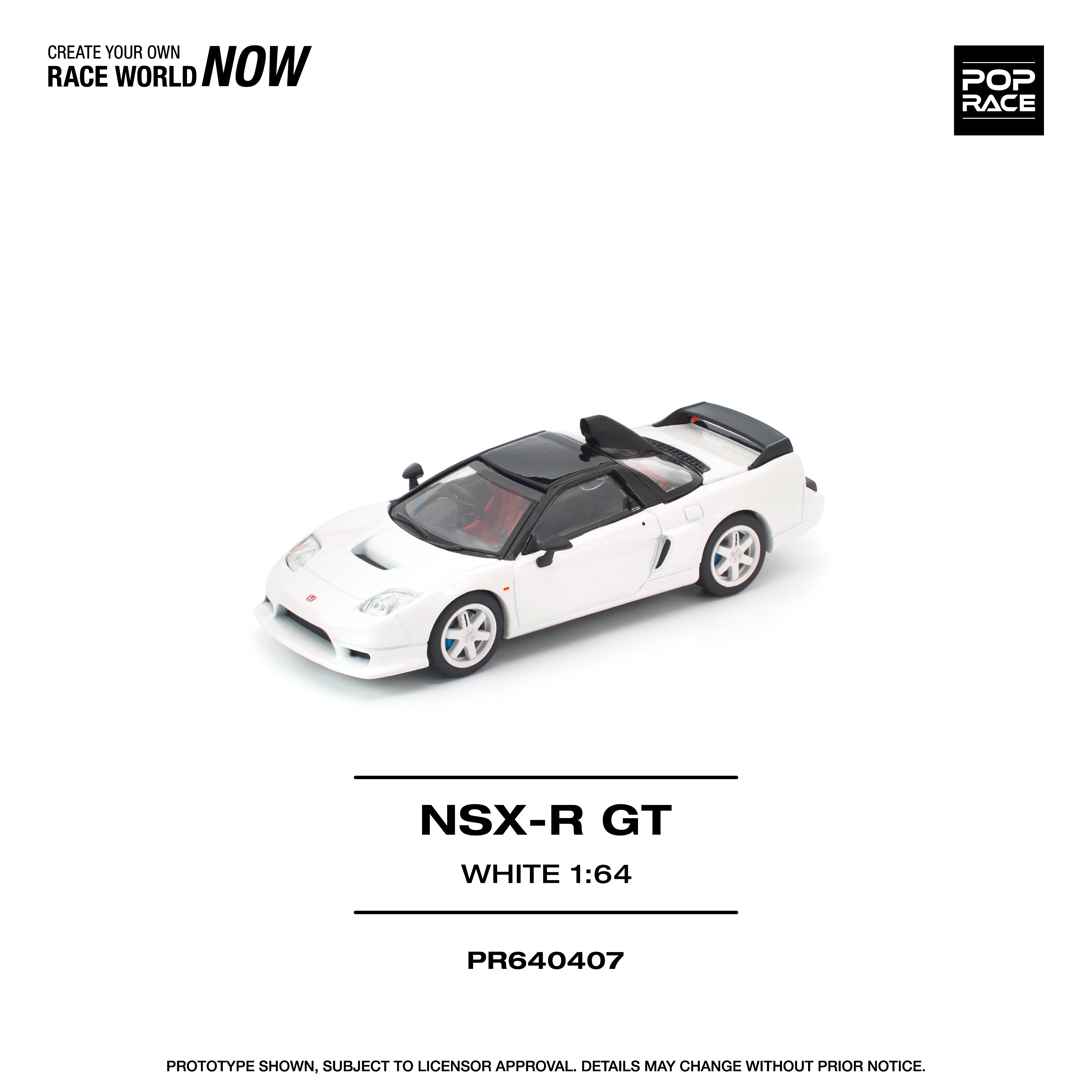 Premium scale diecast model car  – *PRE-ORDER* Honda NSX-R GT, 1:64 Scale (White) Collectible