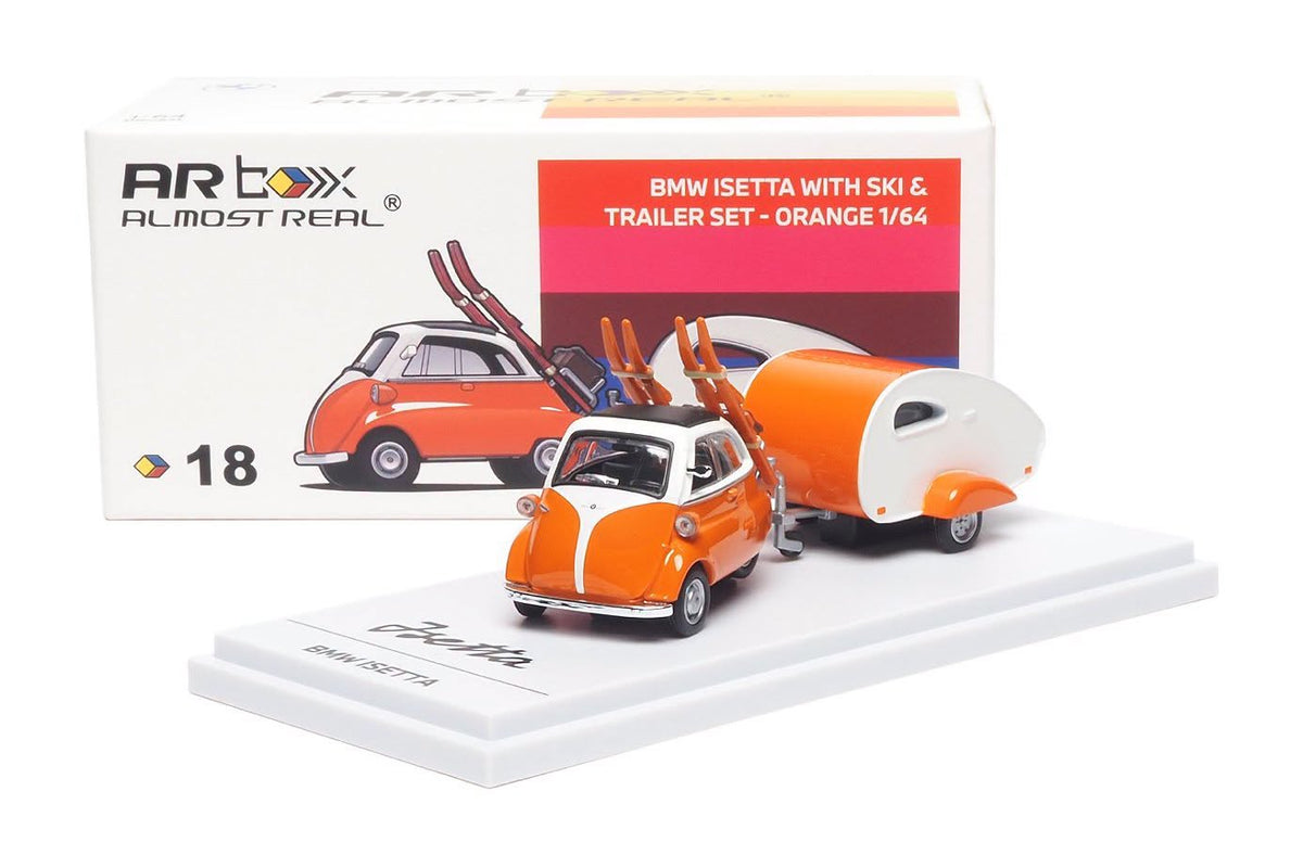 BMW lsetta with Ski & Trailer set, 1:64 Scale (Orange)