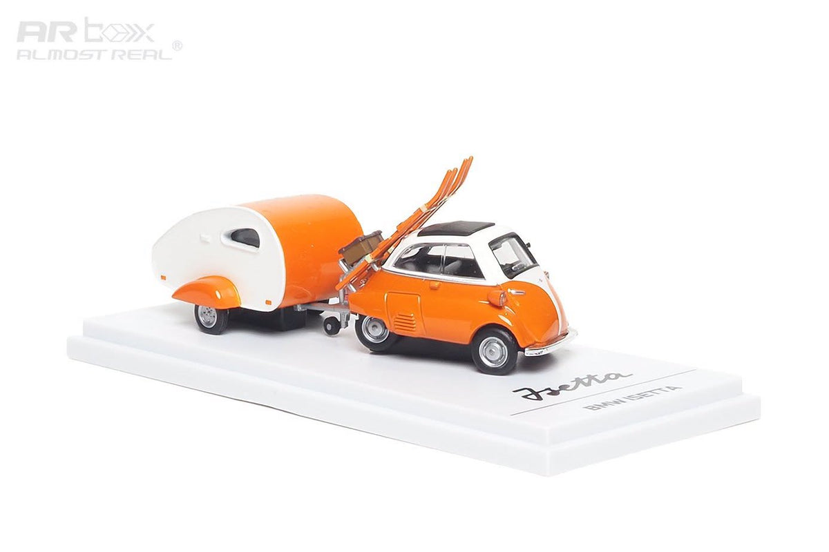 BMW lsetta with Ski & Trailer set, 1:64 Scale (Orange)