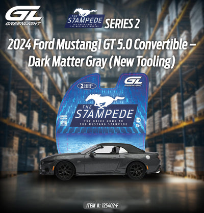 The Mustang Stampede Series 2 - 2024 Ford Mustang1 GT 5.0 Convertible, 1:64 Scale (Dark Matter Gray)