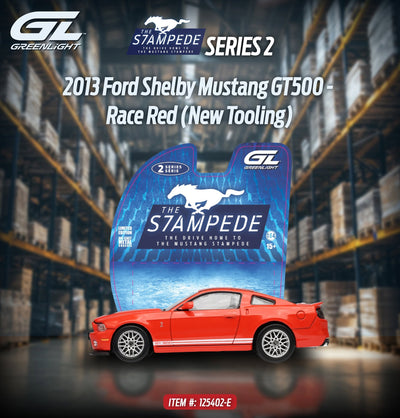 The Mustang Stampede Series 2 - 2013 Ford Shelby Mustang GT500 – Race, 1:64 Scale (Red)