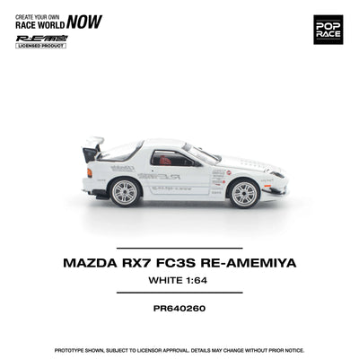 Premium scale diecast model car  – Mazda RX7 FC3S Re-Amemiya, 1:64 Scale (White) Collectible