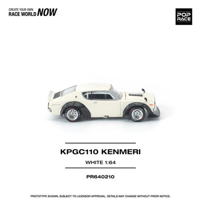 Premium scale diecast model car  – *PRE-ORDER* KPGC110 Kenmeri, 1:64 Scale (White) Collectible