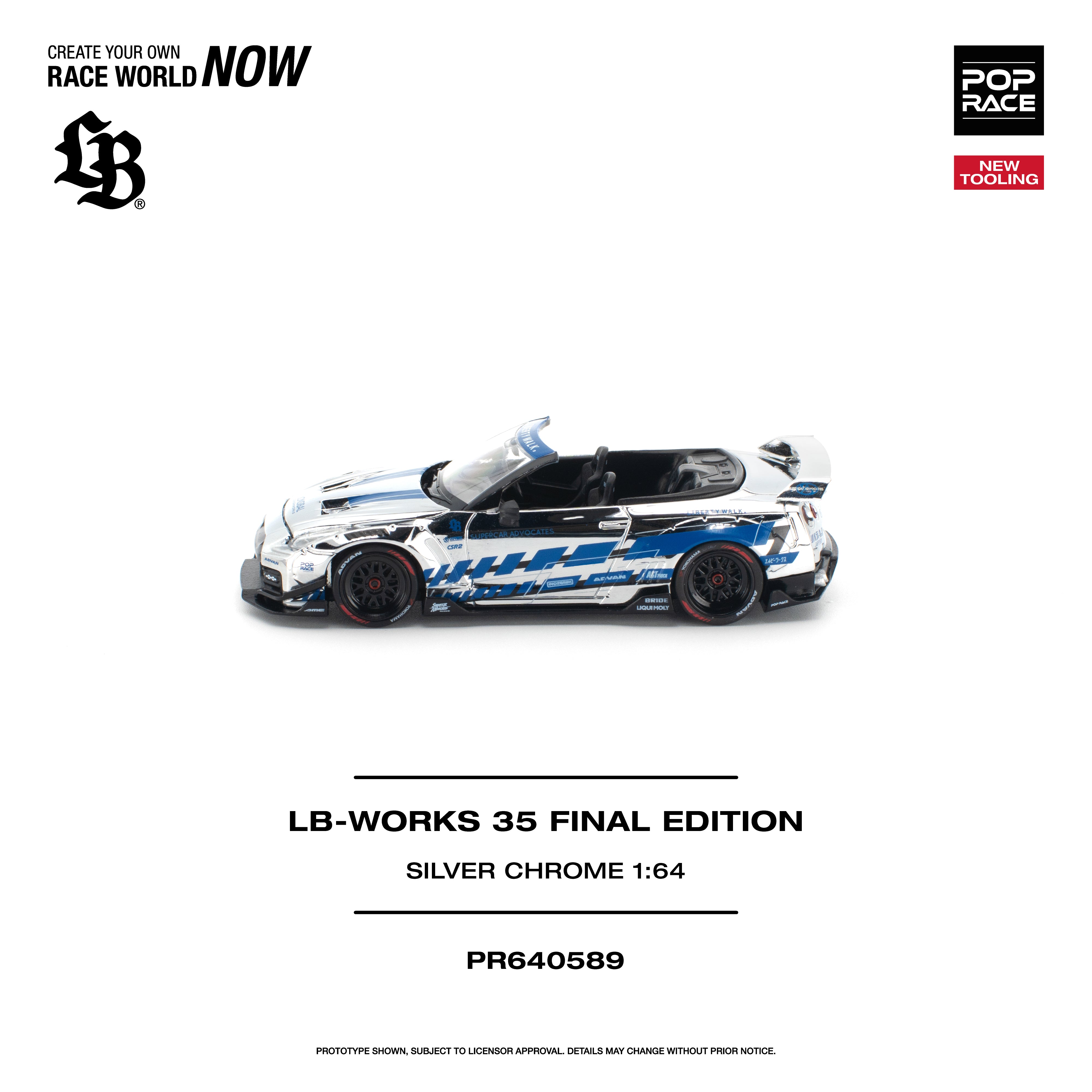 *PRE-ORDER* LB-WORKS Nissan Skyline R-35 Final Edition, 1:64 Scale (Silver Chrome)